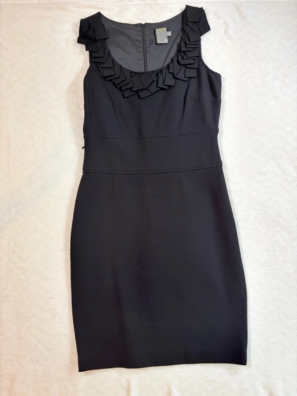 Taylor Black Sleeveless Ruffle-Trim Mini Dress‎